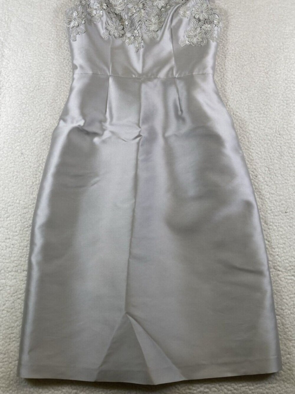 Nina Raynor Floral Lace Silver Evening Dress Gown Size 6 - Picture 5 of 13